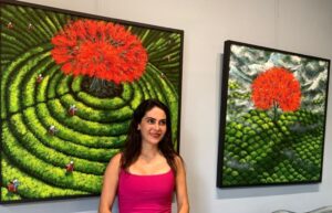 Turkish artist Halime Türkyılmaz with her work on display at Art Xchange Gallery from July 29 to August 12, 2026 - IST